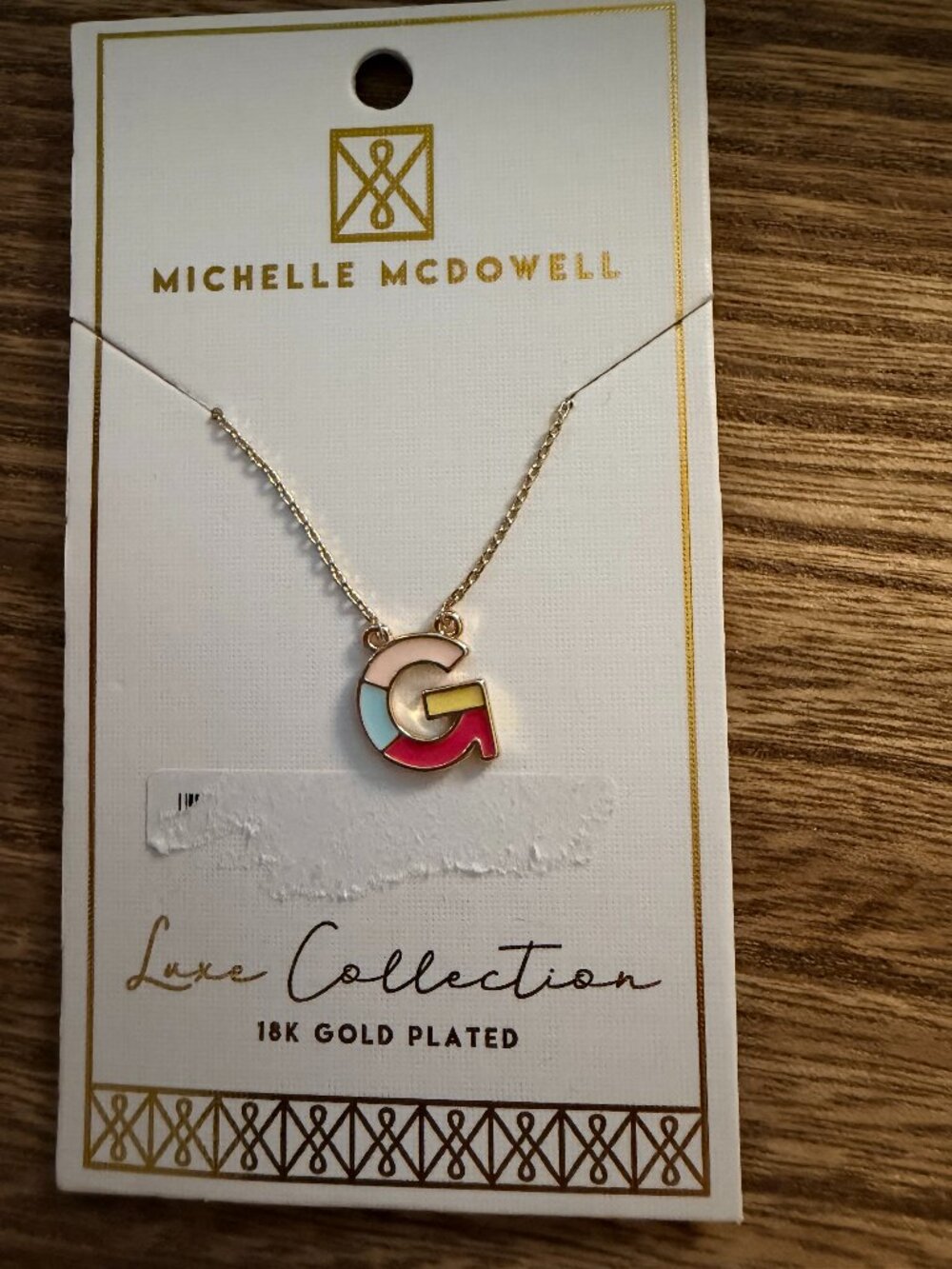 Enamel color block Initial necklace - letter "G"